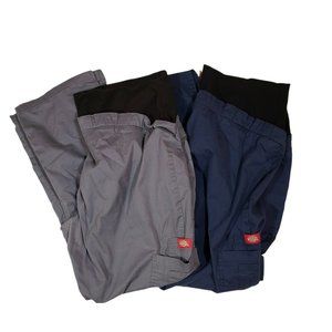 Dickies Womens Maternity Scrubs Nurses XL Lot 2 Gray & Navy Blue Cargo Pockets